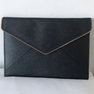 Rebecca Minkoff Black Saffiano Leather Envelope Clutch